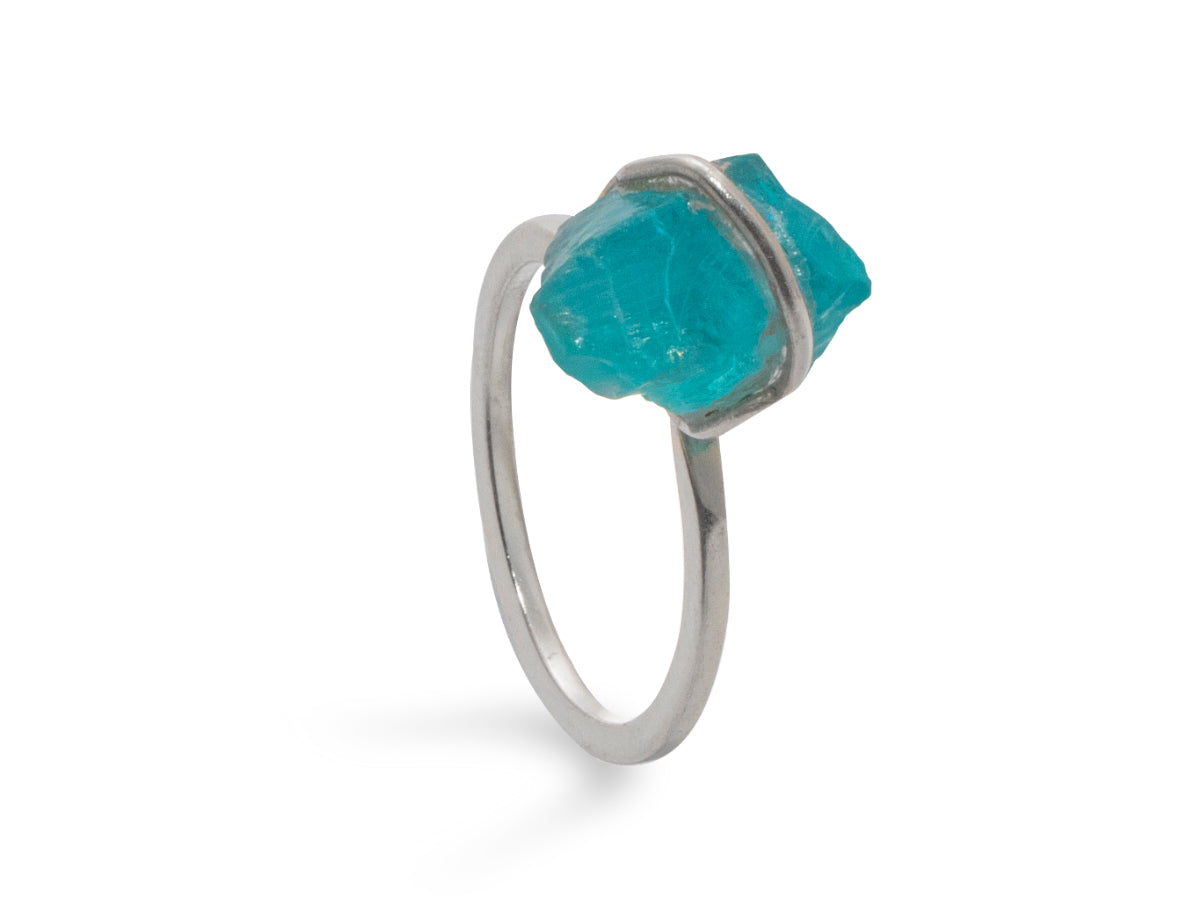Anillo de Plata .925 con Apatito Rústico - anillo con piedra