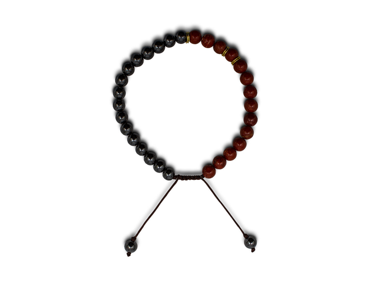 Pulsera Sport de Acerina y Jaspe Rojo - pulsera de piedras