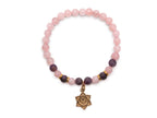 Pulsera para Dama Flor de Loto Cuarzo Rosa - pulsera de piedras