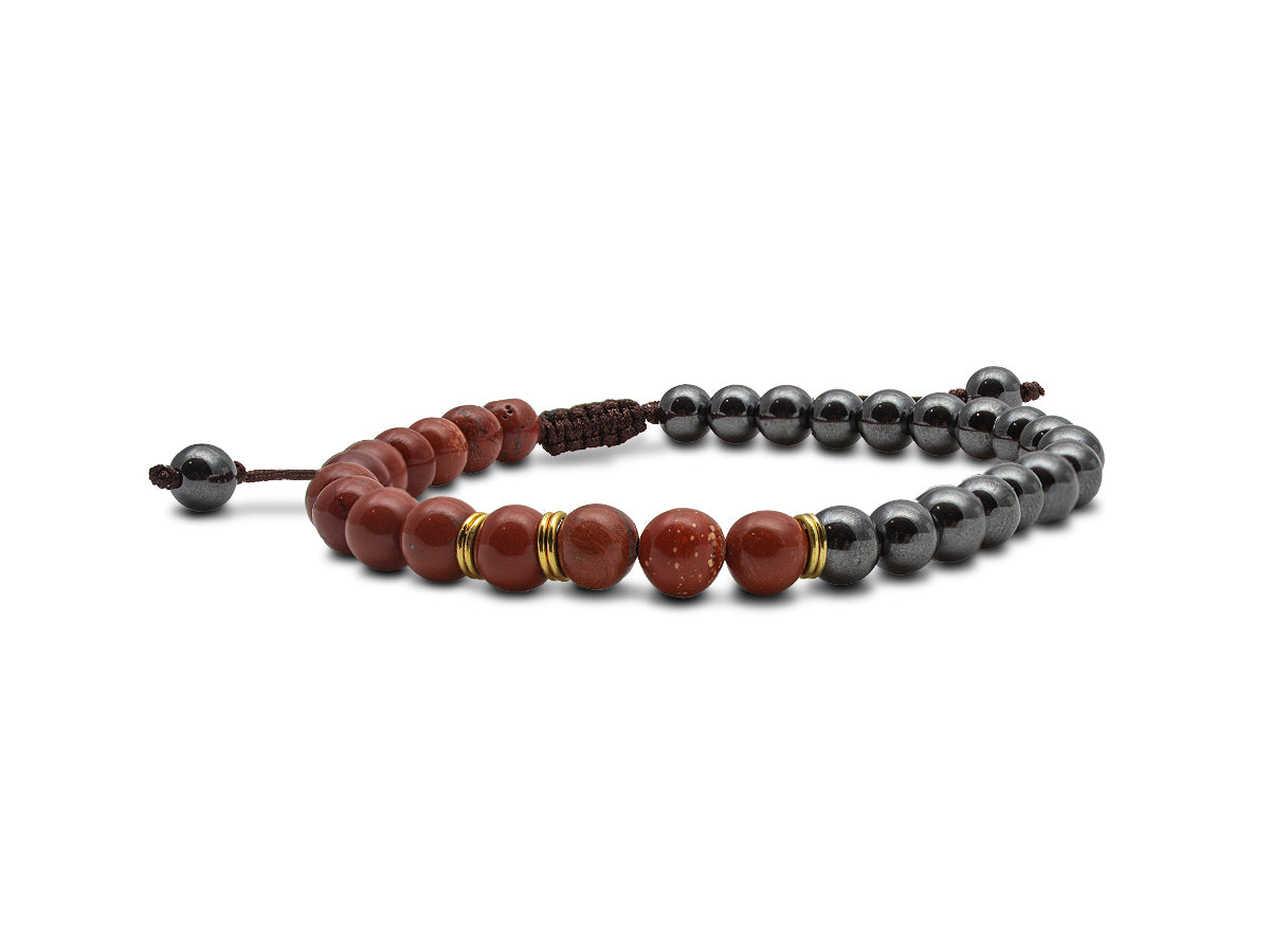 Pulsera Sport de Acerina y Jaspe Rojo - vista lateral