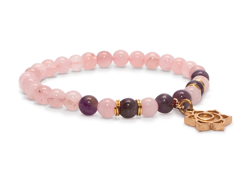Pulsera para Dama Flor de Loto Cuarzo Rosa - vista lateral