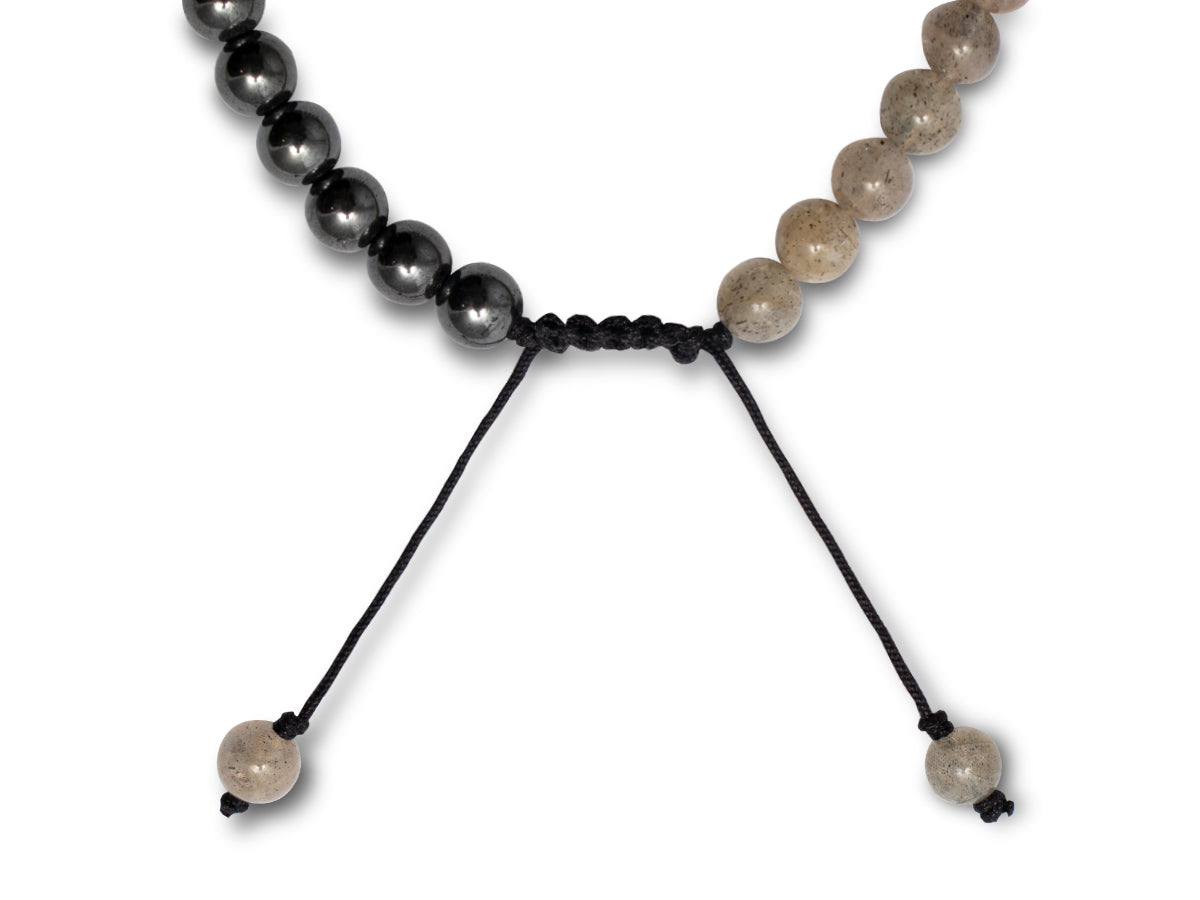 Pulsera Caballero de Acerina y Labradorita - vista lateral