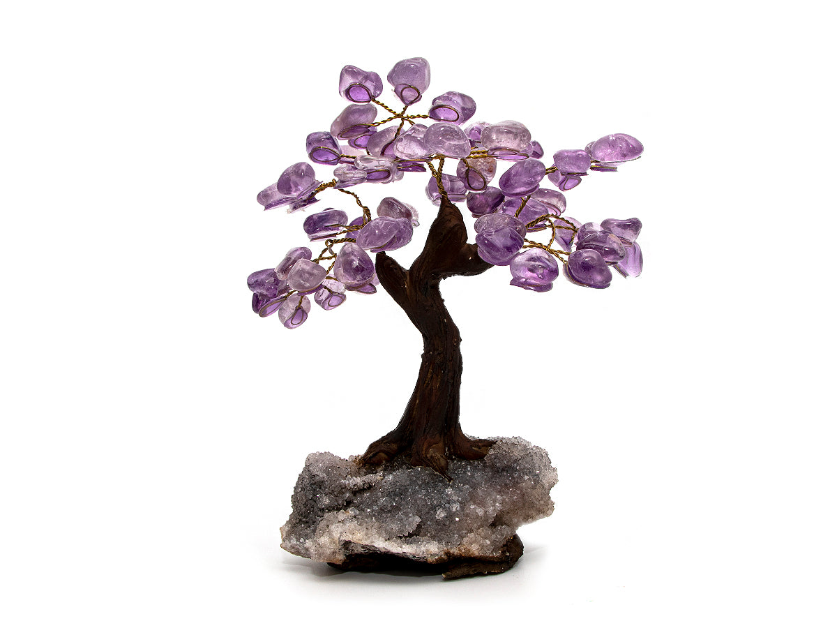 Árbol Bonsái de Cuarzo Amatista de - vista lateral