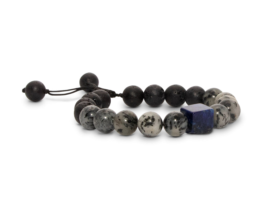 Pulsera Caballero Cubo Lapislázuli - vista lateral