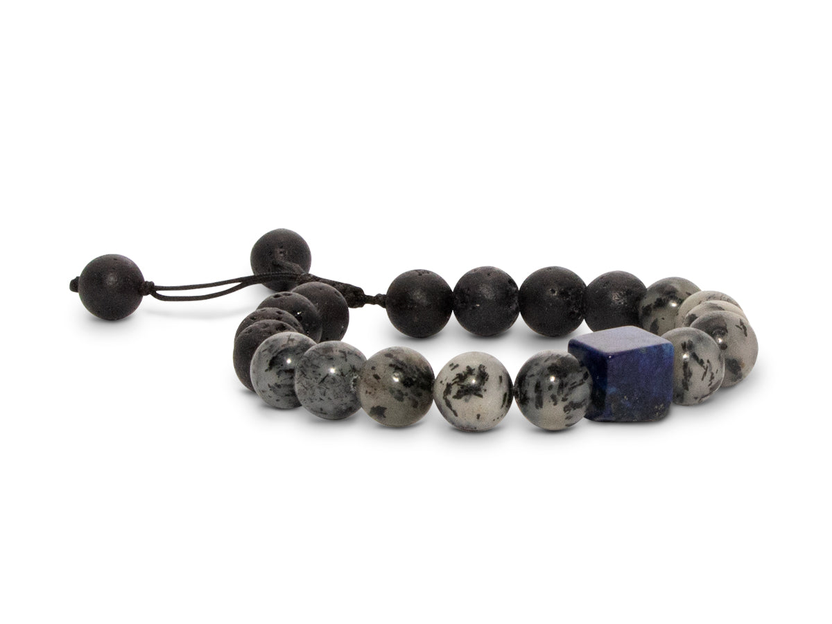 Pulsera Caballero Cubo Lapislázuli - vista lateral