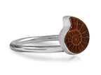 Anillo de Plata .925 Centro Amonite Fósil - detalle de textura y color