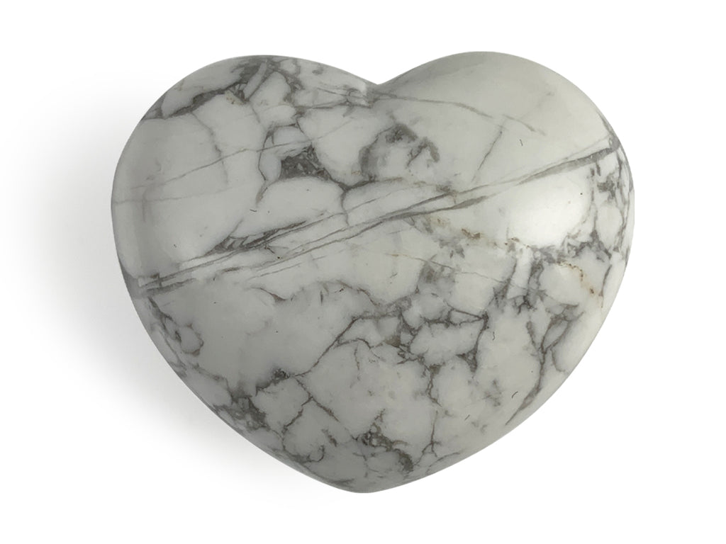 Corazón Puff de Howlita Blanca Chico - en forma de corazón