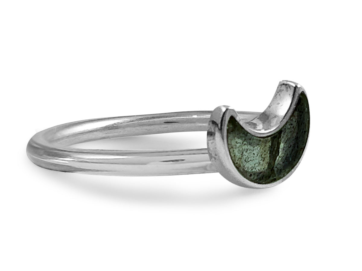Anillo de Plata .925 Luna de Labradorita - detalle de textura y color