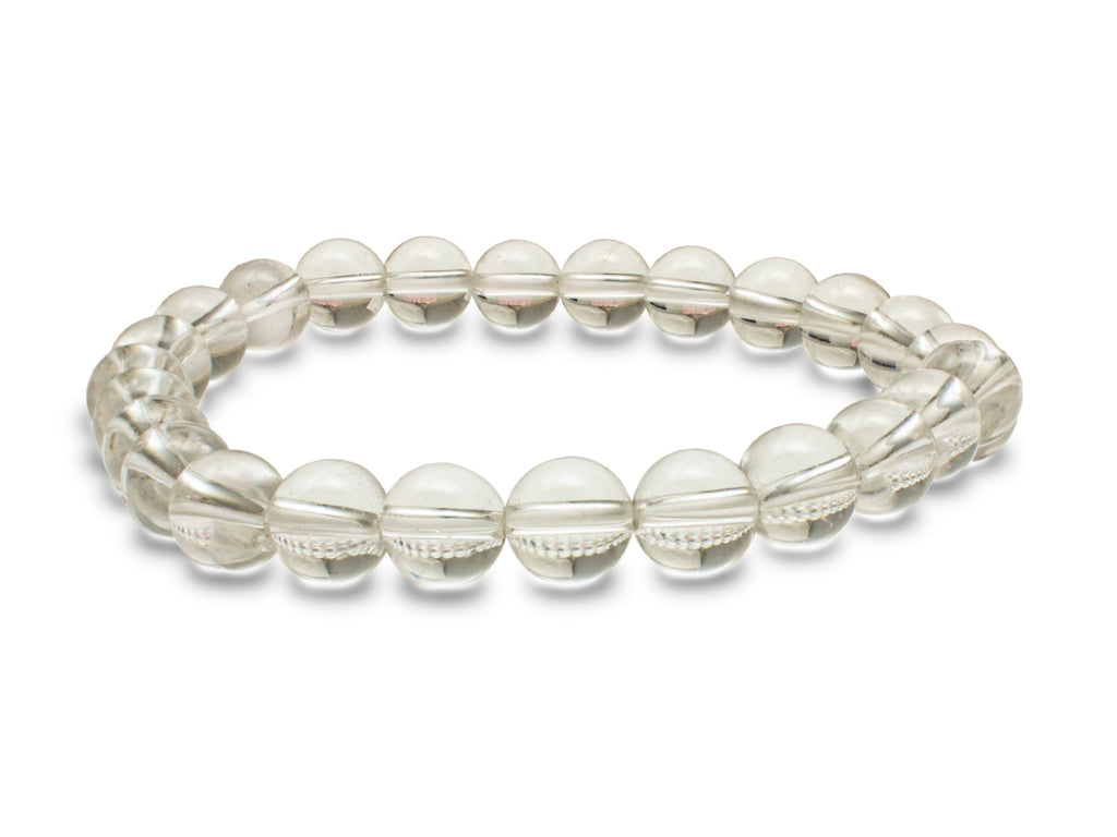 Pulsera Esferas de Cuarzo Blanco - vista lateral