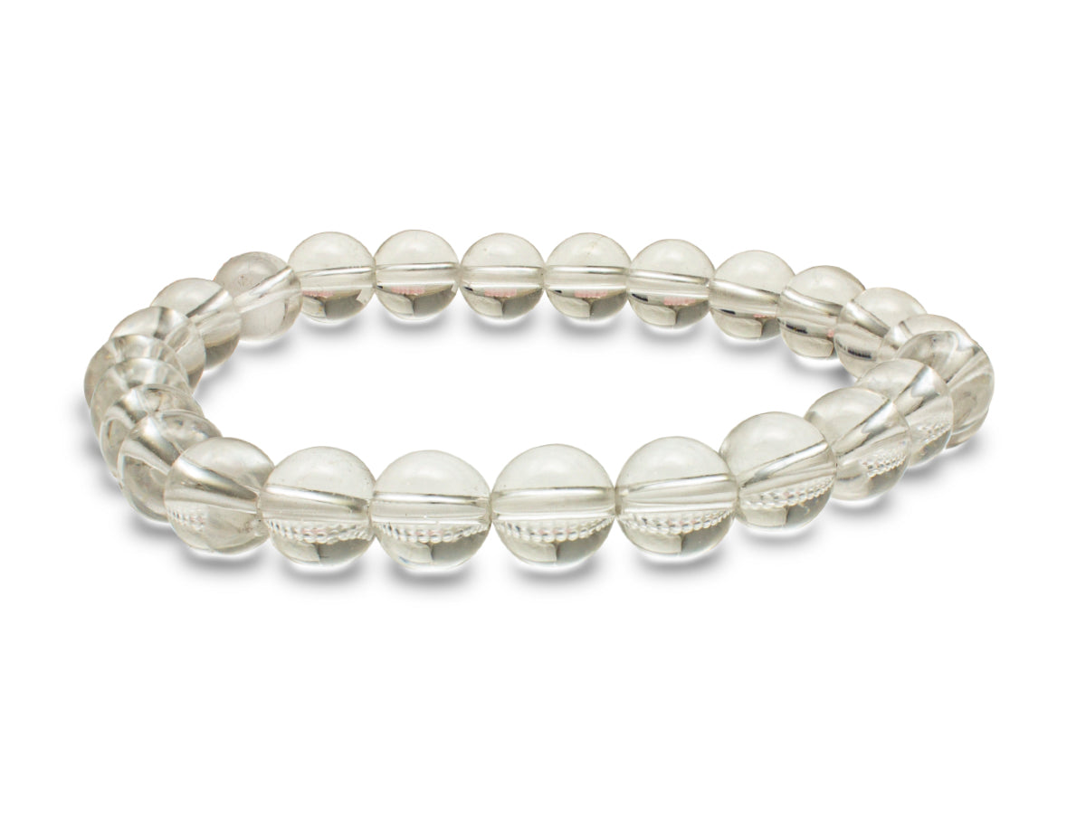 Pulsera Esferas de Cuarzo Blanco - vista lateral