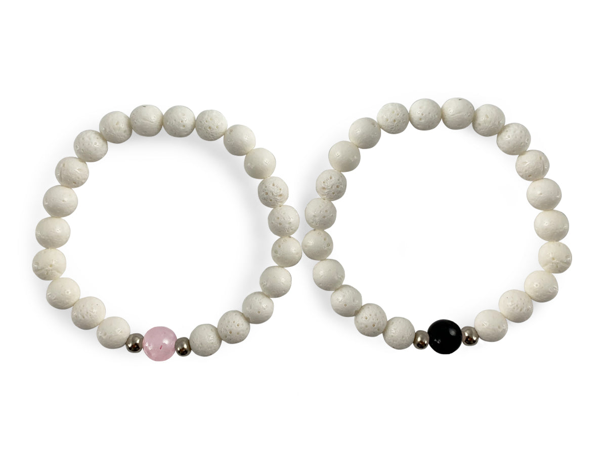 Set de Pulseras "tu y Yo " de Coral Blanco - vista lateral