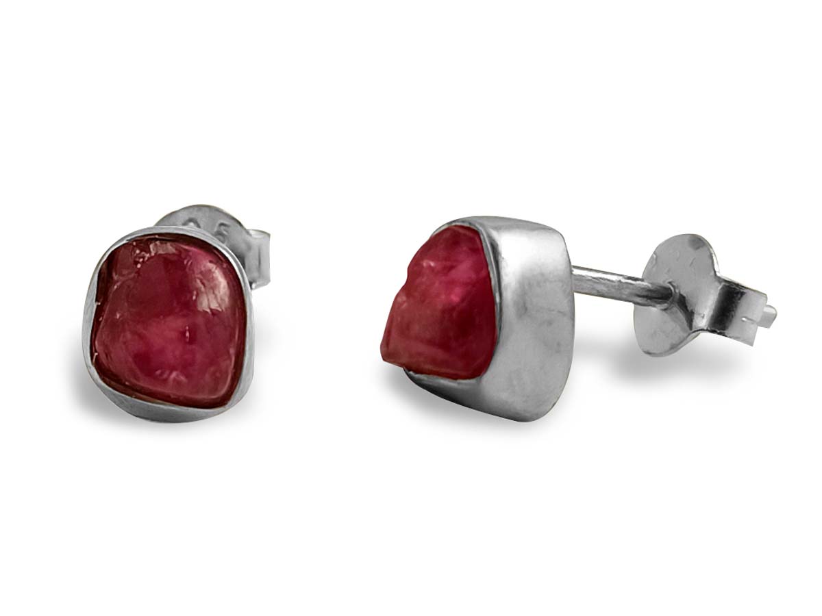 ARETES DE PLATA DE TURMALINA ROSA.