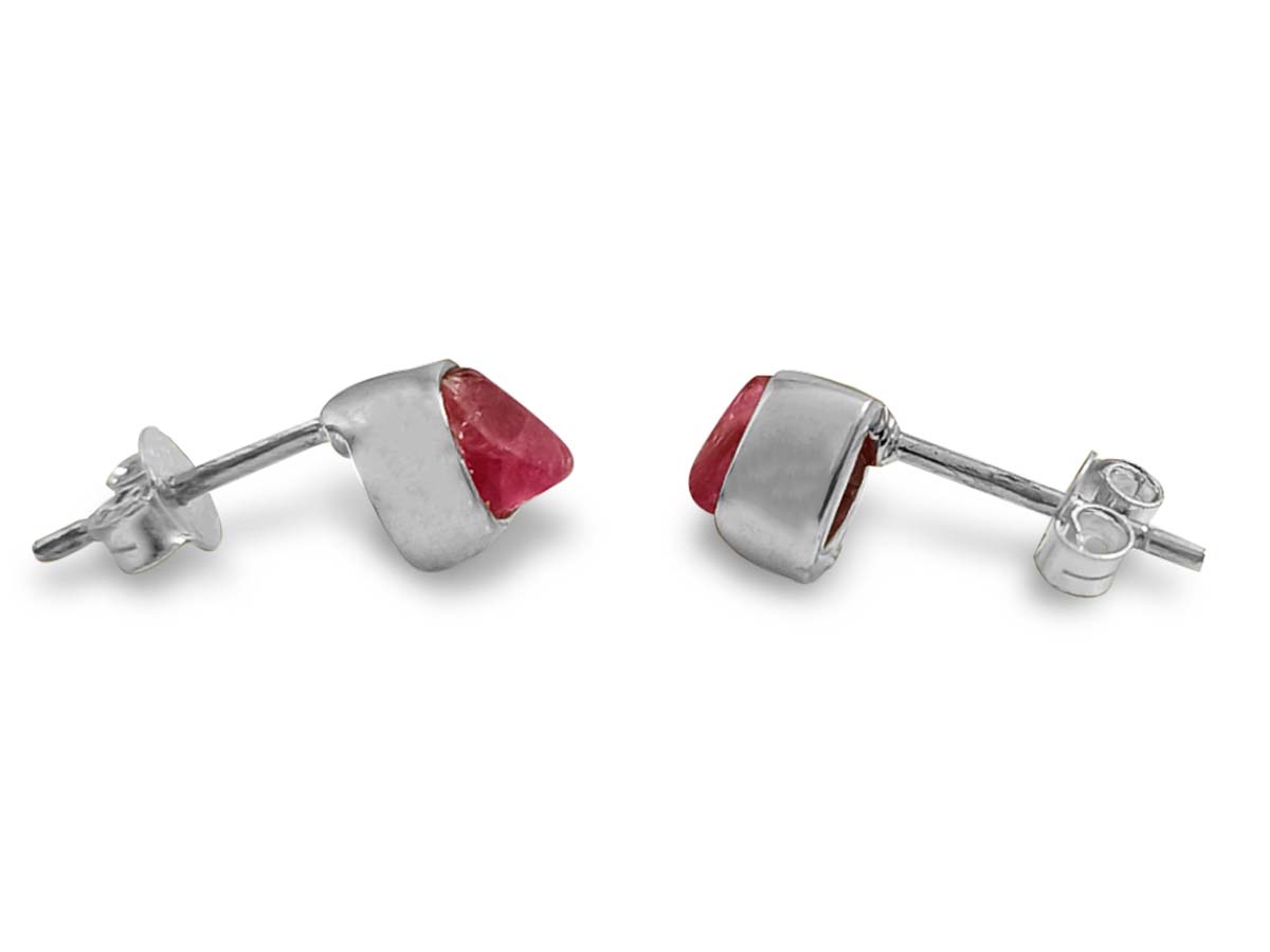 ARETES DE PLATA DE TURMALINA ROSA.